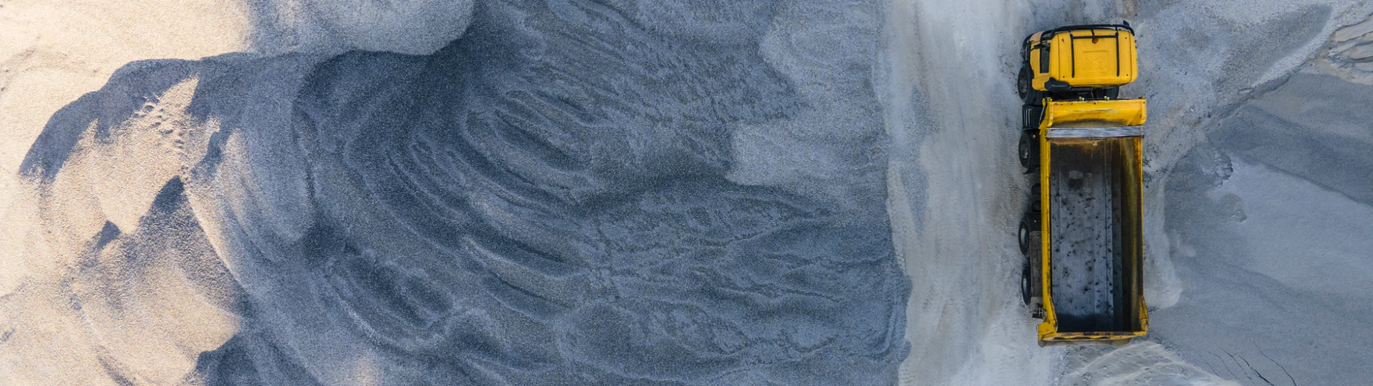 Overhead view of construction vehicle in a quarry