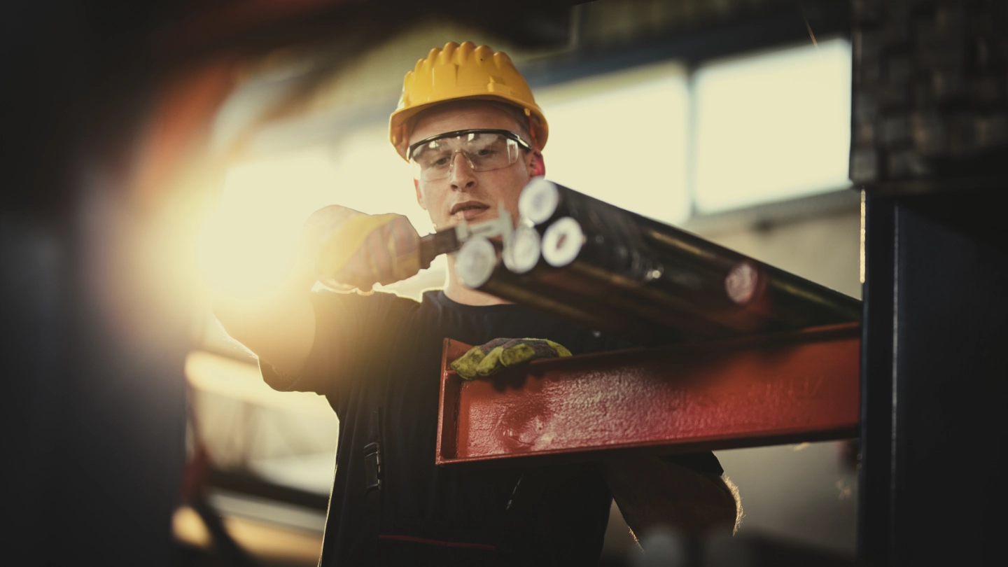 Engineer working with a precision tool